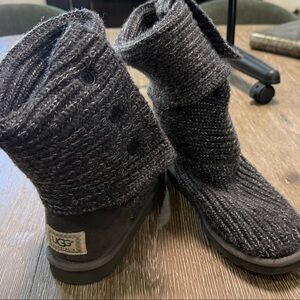 UGG Charcoal Knit Button Short Boots